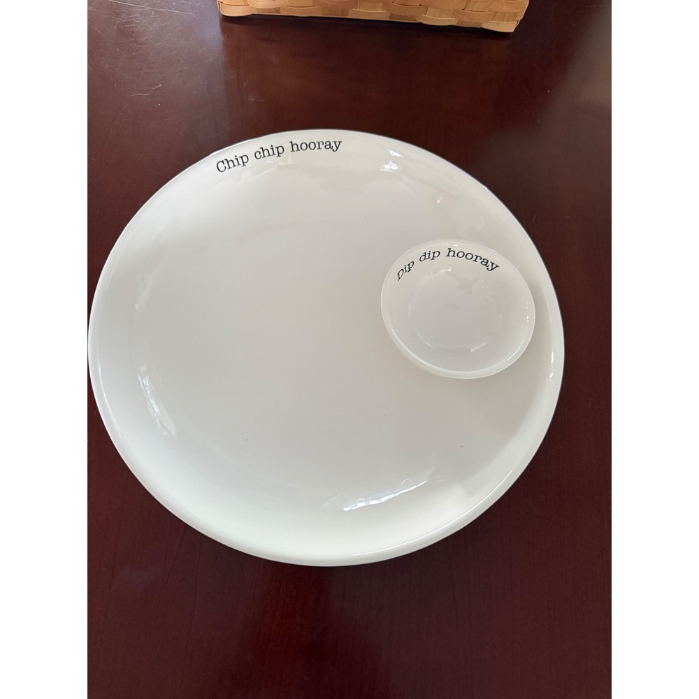 Mud Pie CHIP CHIP HOORAY - DIP DIP HOORAY 14" Large Round Bowl Serving Platter